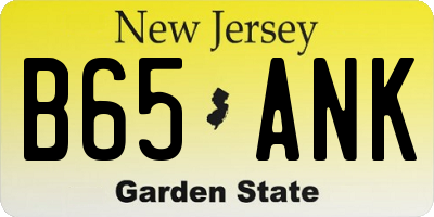 NJ license plate B65ANK