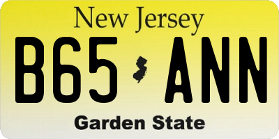 NJ license plate B65ANN