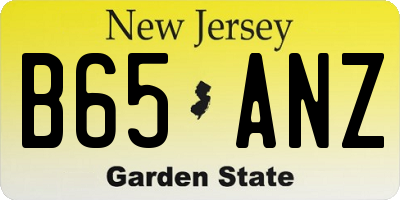 NJ license plate B65ANZ