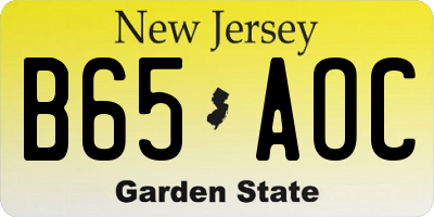 NJ license plate B65AOC