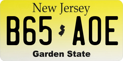 NJ license plate B65AOE