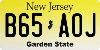 NJ license plate B65AOJ