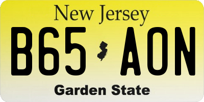 NJ license plate B65AON