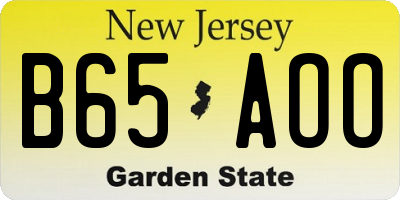 NJ license plate B65AOO
