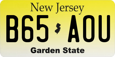 NJ license plate B65AOU