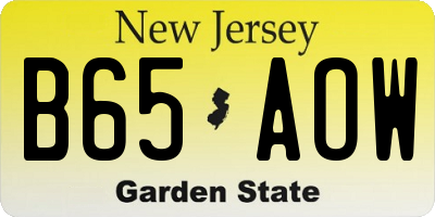 NJ license plate B65AOW