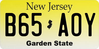 NJ license plate B65AOY