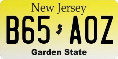 NJ license plate B65AOZ