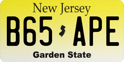 NJ license plate B65APE