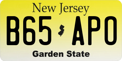 NJ license plate B65APO