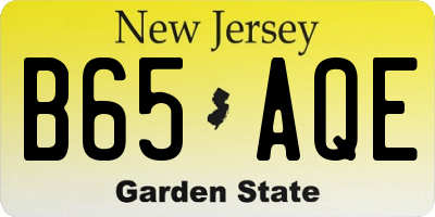 NJ license plate B65AQE