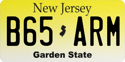 NJ license plate B65ARM