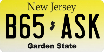 NJ license plate B65ASK