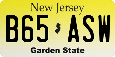 NJ license plate B65ASW