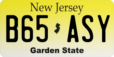 NJ license plate B65ASY