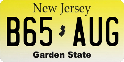 NJ license plate B65AUG