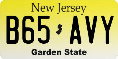 NJ license plate B65AVY