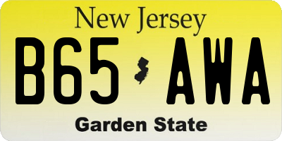 NJ license plate B65AWA