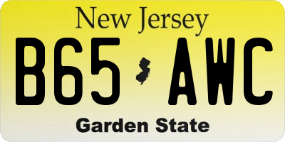 NJ license plate B65AWC