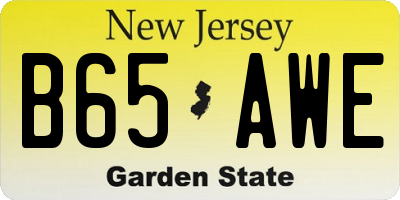 NJ license plate B65AWE