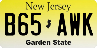 NJ license plate B65AWK