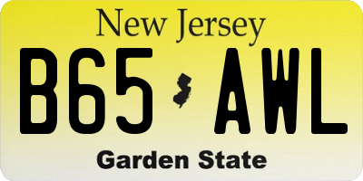 NJ license plate B65AWL