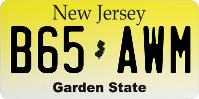 NJ license plate B65AWM