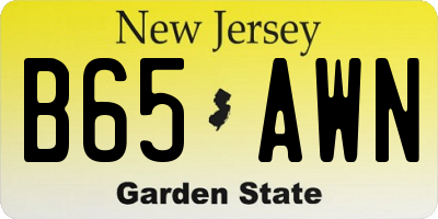 NJ license plate B65AWN