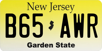 NJ license plate B65AWR