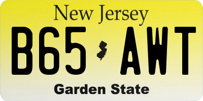 NJ license plate B65AWT