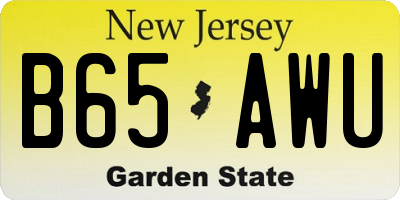 NJ license plate B65AWU