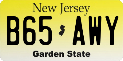 NJ license plate B65AWY