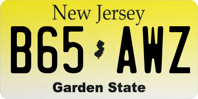 NJ license plate B65AWZ