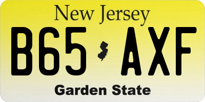NJ license plate B65AXF