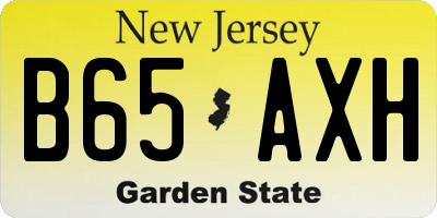 NJ license plate B65AXH