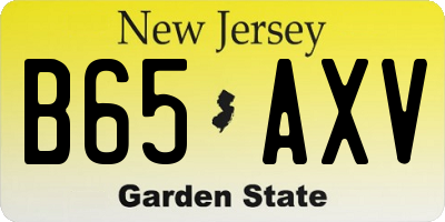 NJ license plate B65AXV