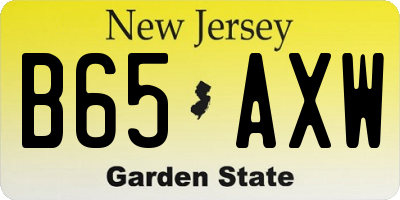 NJ license plate B65AXW