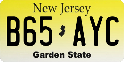 NJ license plate B65AYC