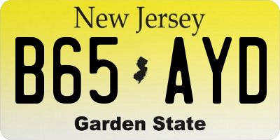 NJ license plate B65AYD