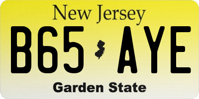 NJ license plate B65AYE