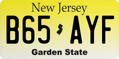 NJ license plate B65AYF