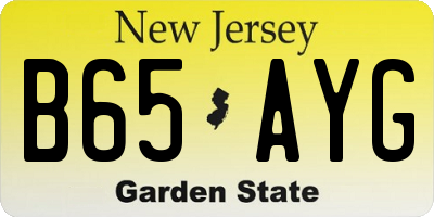 NJ license plate B65AYG