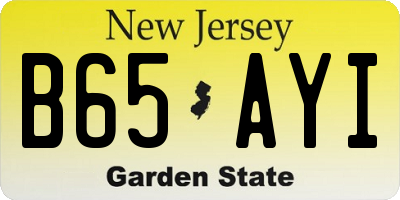 NJ license plate B65AYI