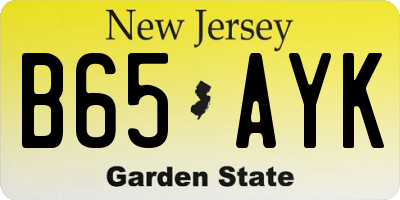 NJ license plate B65AYK