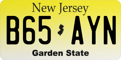 NJ license plate B65AYN
