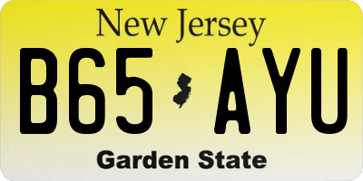 NJ license plate B65AYU