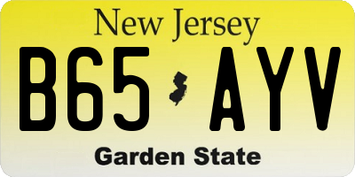 NJ license plate B65AYV