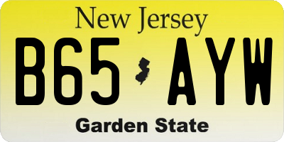 NJ license plate B65AYW