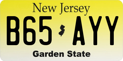 NJ license plate B65AYY