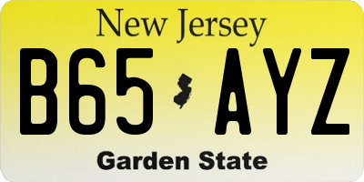 NJ license plate B65AYZ